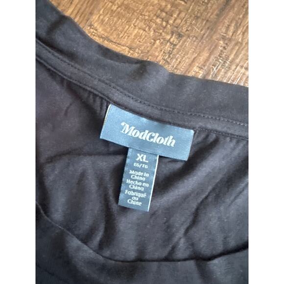 ModCloth Black Round Neck Soft Tunic Short Sleeve Tee Basic Minimalist XL NWT - Picture 3 of 6